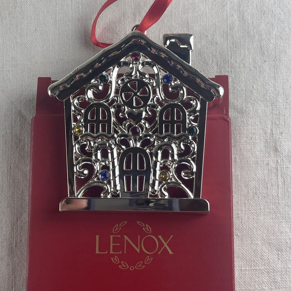 Lenox Sparkle & Scroll Silver Multi House Ornament